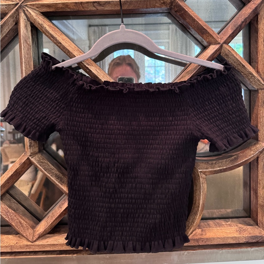 Aqua Black Off-Shoulder Top